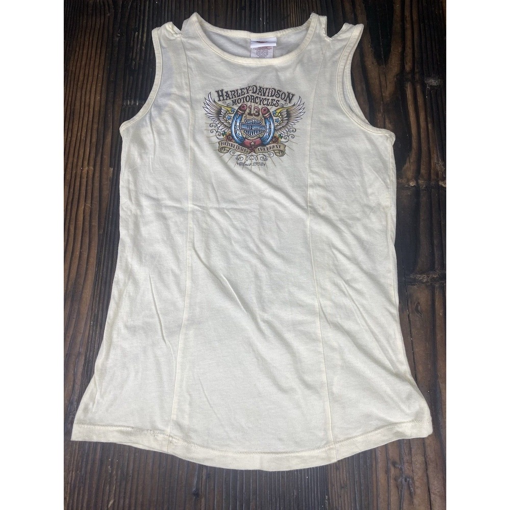 Harley Davidson Women's Sleeveless Cotton Ivory T-Shirt Size XL